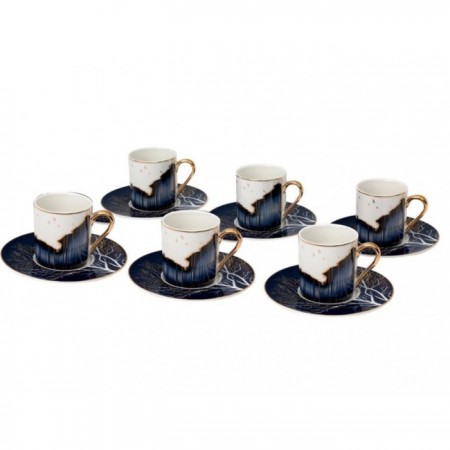 Parlak Agaç Desen 6 Kişilik 12 Parça Kahve Fincan Takımı HARLEM-30